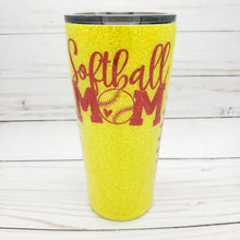 Load image into Gallery viewer, Softball Mom Glitter Tumbler
