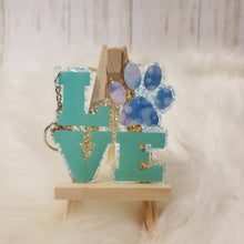 Load image into Gallery viewer, Love Paw Print Glitter Keychain