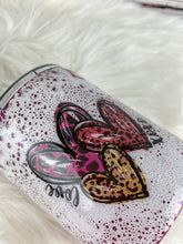 Load image into Gallery viewer, Animal Print Hearts Glitter Tumbler