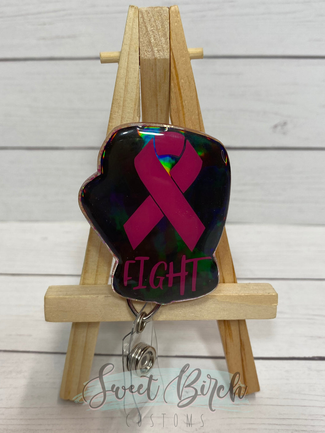 Topper Only Breast Cancer Fight Glitter Badge Reel