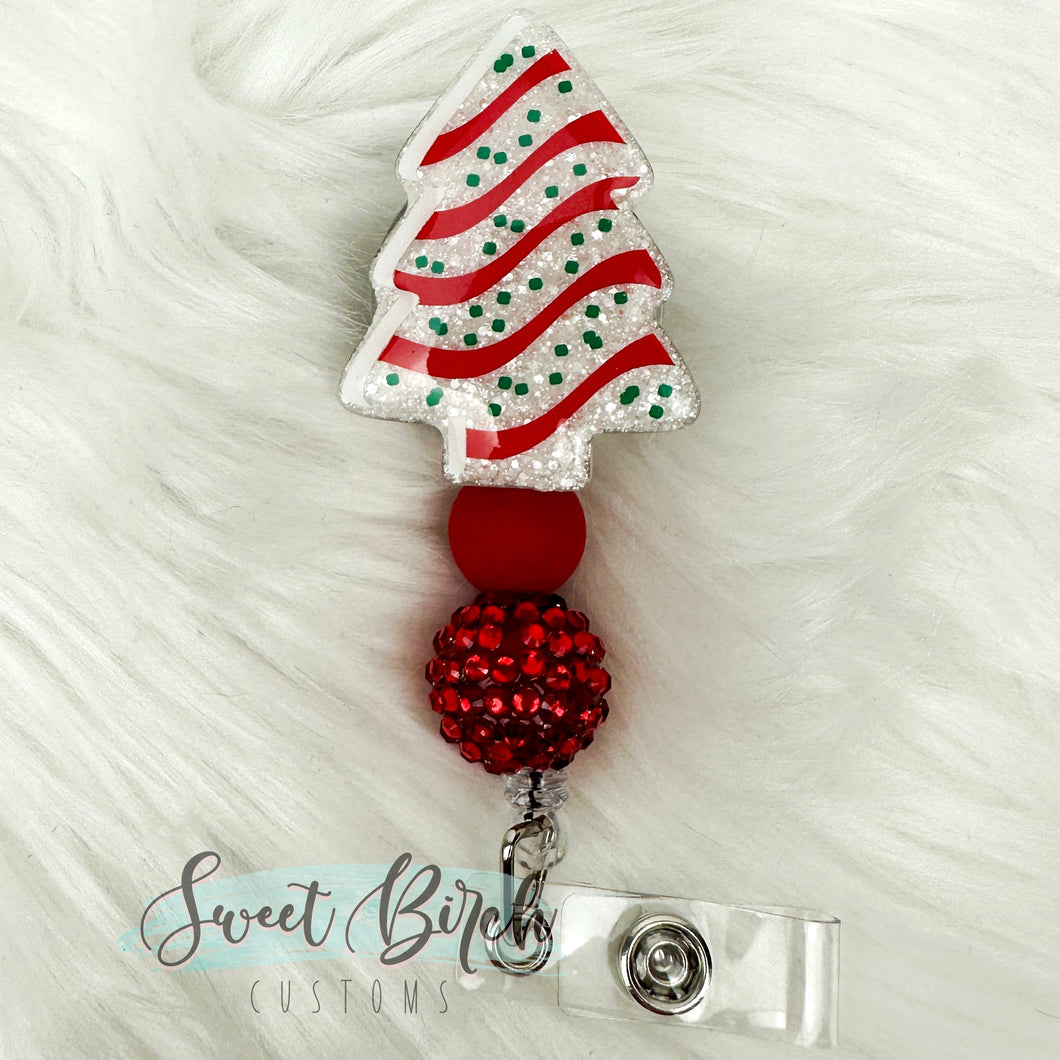 Topper Only Christmas Tree Cake Glitter Badge Reel