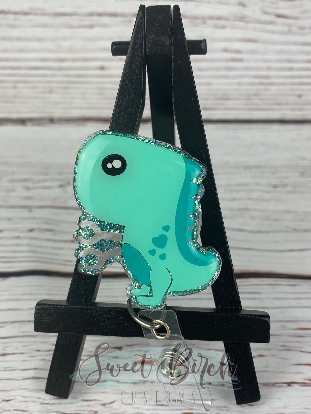 Topper Only Dino with Arm Extenders Glitter Badge Reel