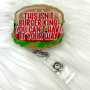 Topper Only Burger Glitter Badge Reel