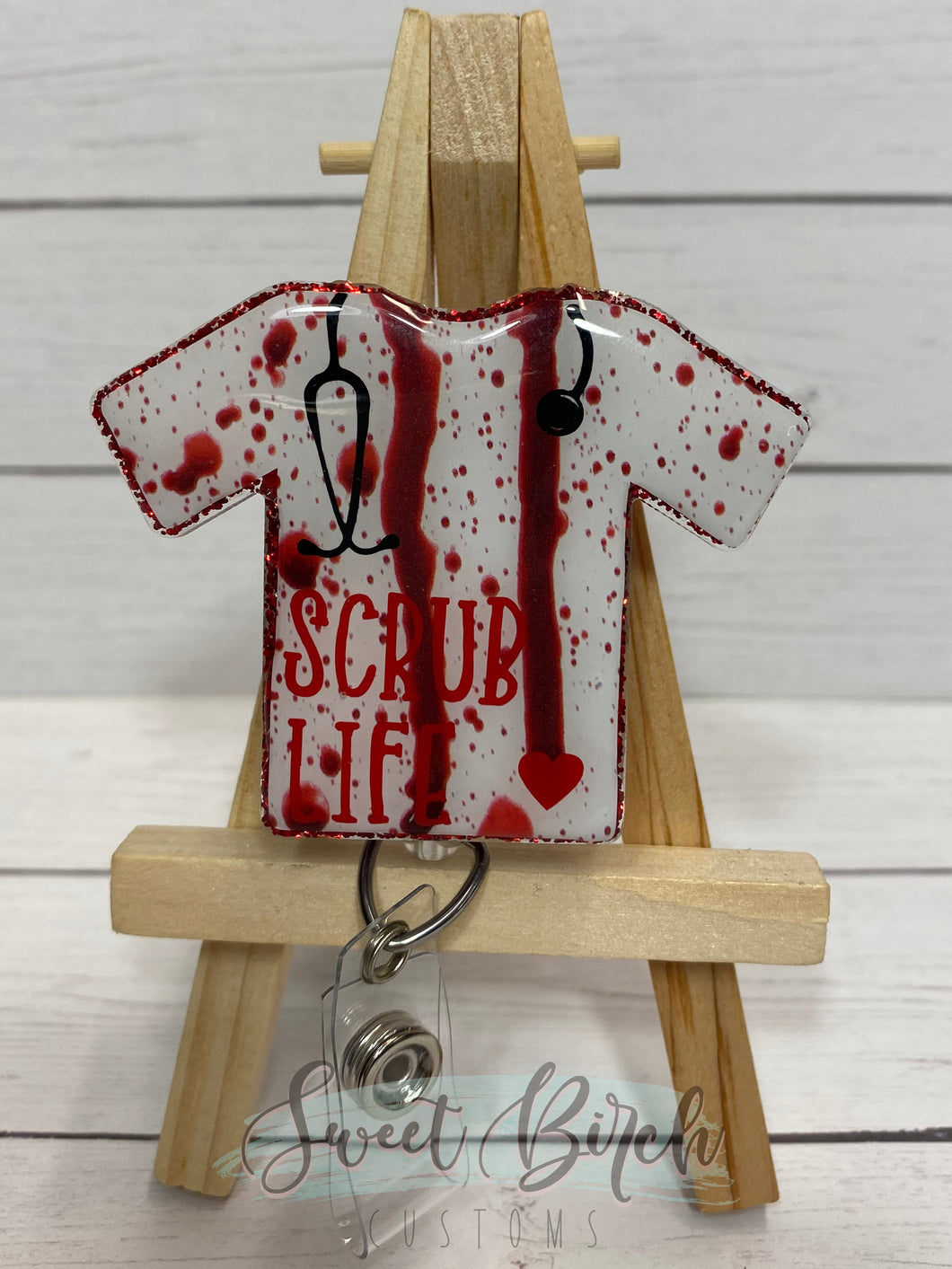 Topper Only Bloody Scrub Top Glitter Badge Reel