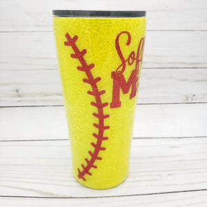 Softball Mom Glitter Tumbler