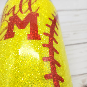 Softball Mom Glitter Tumbler