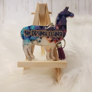 Llama Glitter Keychain