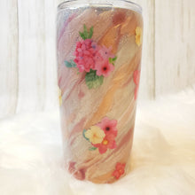 Load image into Gallery viewer, Marble Floral Glitter Tumbler
