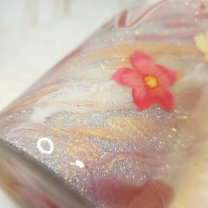 Marble Floral Glitter Tumbler