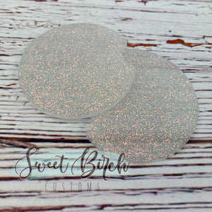 White Opal Glitter Car Coasters Set 3"