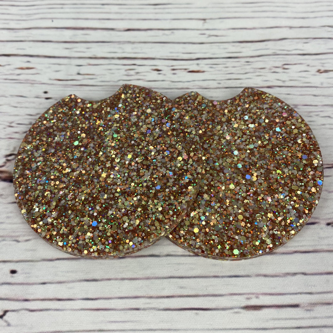 Gold Glitter Car Coasters Set 2.5