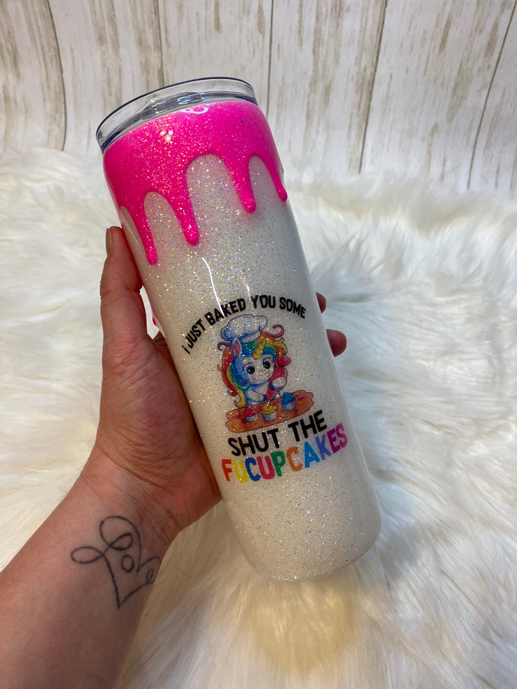 Shut the Fucupcakes Glitter Tumbler