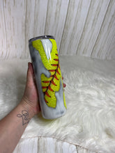 Load image into Gallery viewer, Distressed Softball Glitter Tumbler
