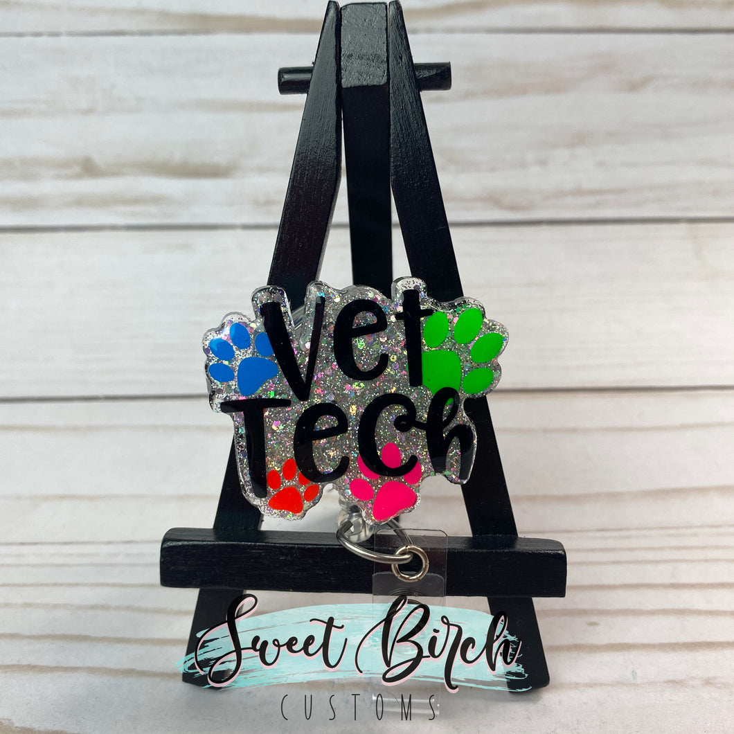 Vet Tech Glitter Badge Reel