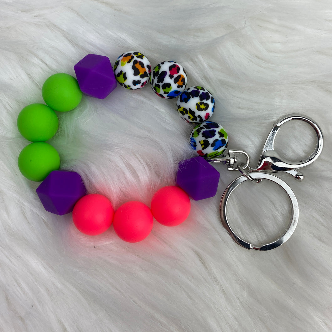 Bright Leopard Wristlet Keychain