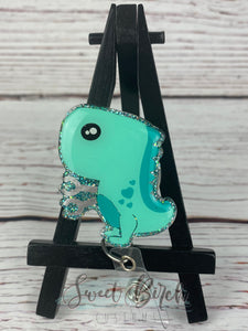 Dino with Arm Extenders Glitter Badge Reel