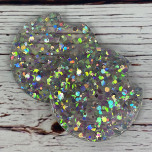 Silver Holographic Glitter Car Coasters Set 2.5"