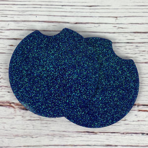 Blue Glitter Car Coasters Set 3"