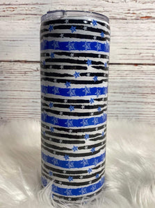 Back The Blue Glitter Tumbler Ready To Ship