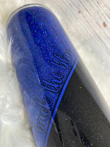 Back The Blue Glitter Tumbler Ready To Ship