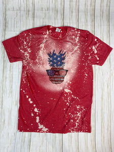 MEDIUM Patriotic Flag Pineapple Bleach Shirt