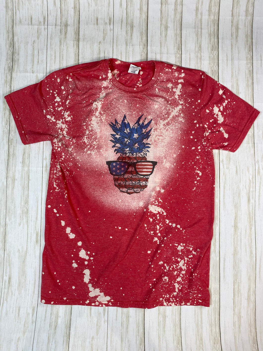 MEDIUM Patriotic Flag Pineapple Bleach Shirt