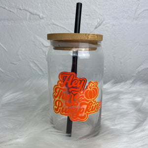 Hey Pumpkin Glass Beer Can