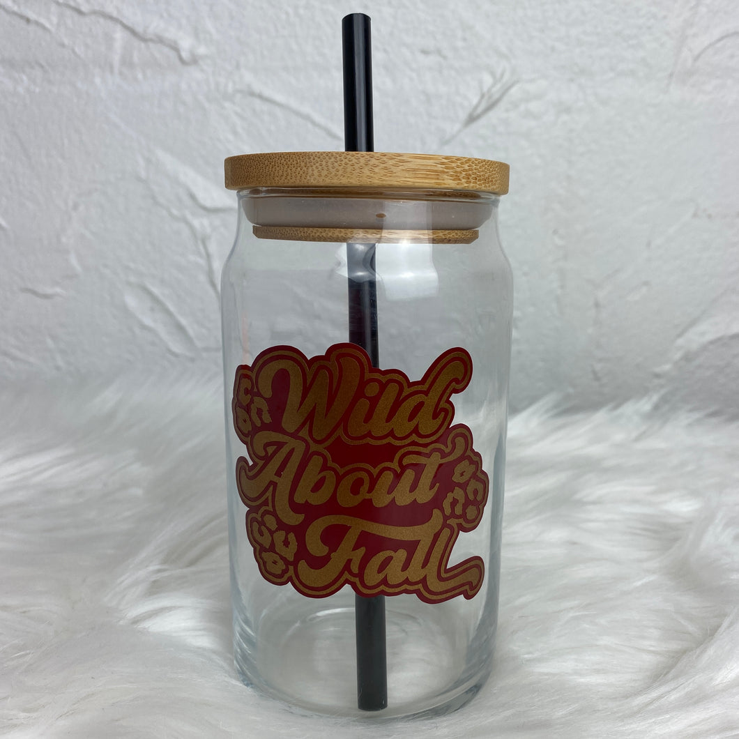 Wild About Fall Glass Beer Can