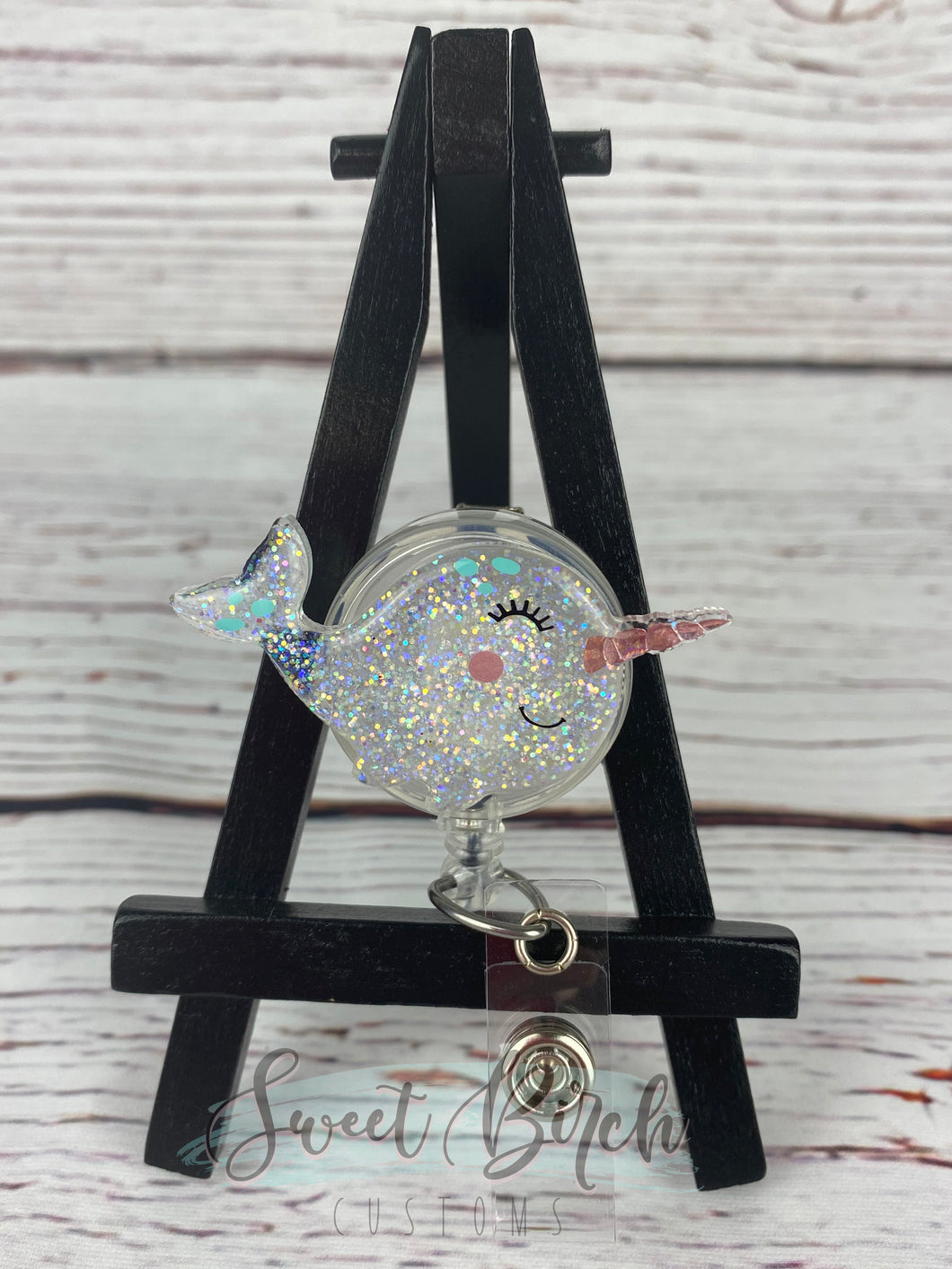 Narwhal Glitter Badge Reel