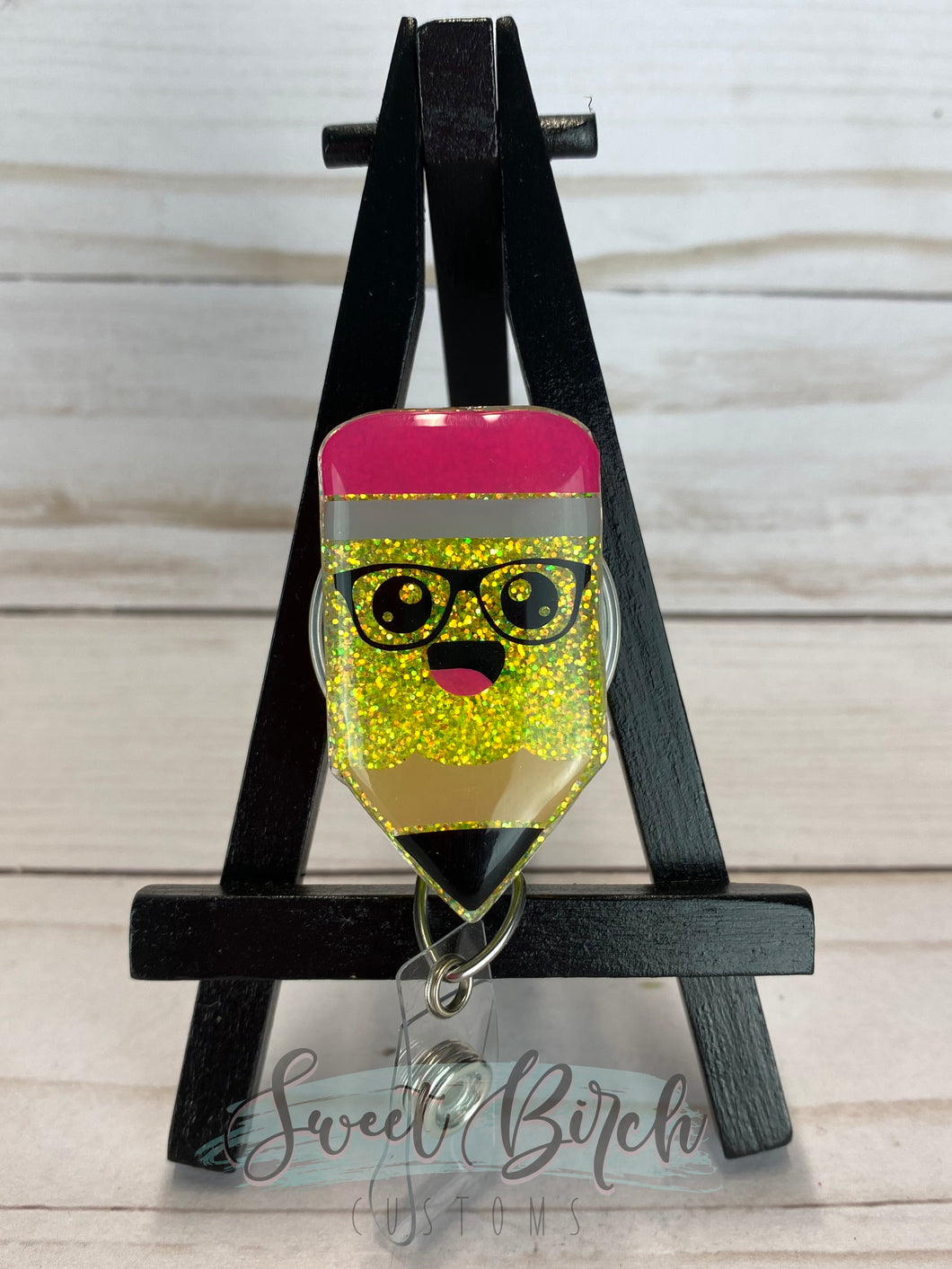 Pencil Glitter Badge Reel