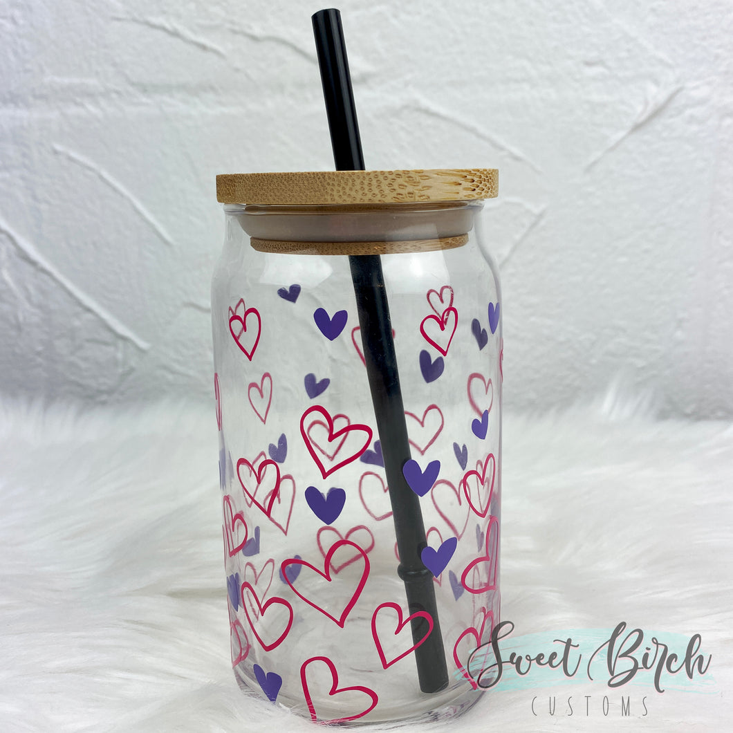 Sketch Heart Glass Can