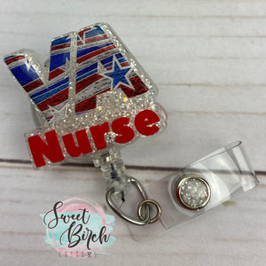 VA Nurse Glitter Badge Reel