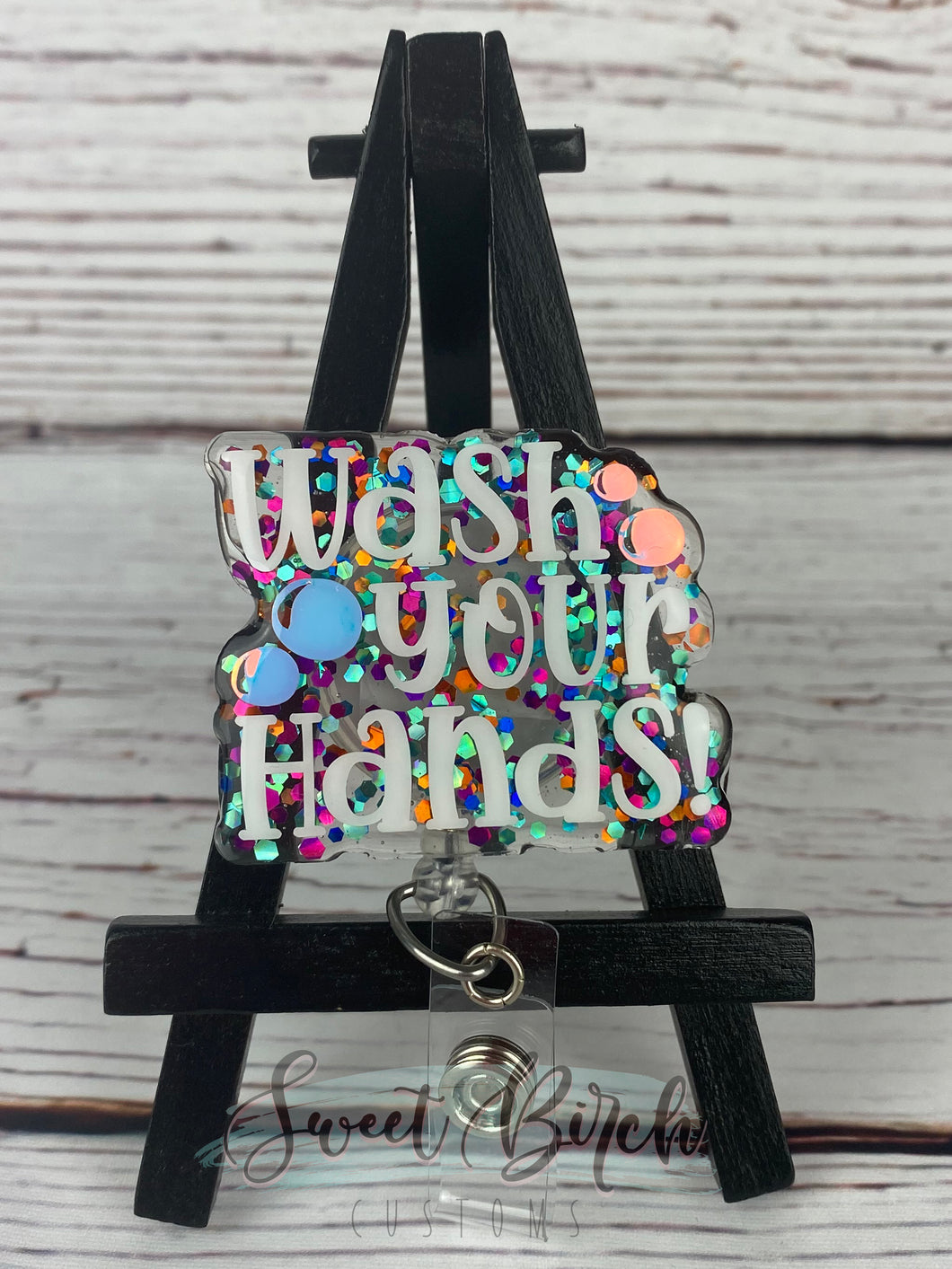 Wash Your Hands Glitter Badge Reel